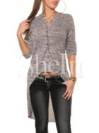 Shein Grey Adjustable Sleeve High Low T-shirt