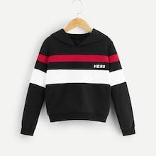 Shein Girls Color-block Hoodie