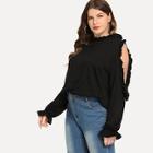 Shein Plus Solid Frill Detail Pullover