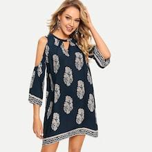 Shein Choker Neck Open Shoulder Dress