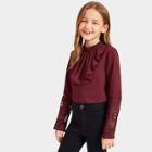 Shein Girls Flounce Neck Lace Cuff Top