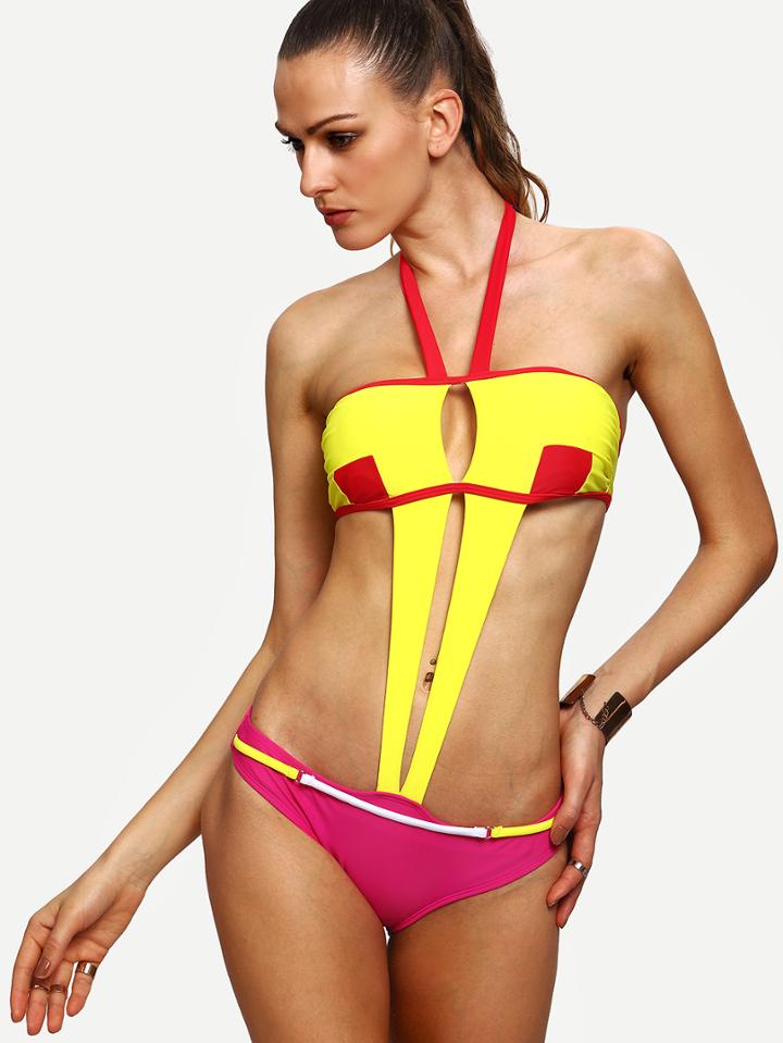 Shein Color Block Cutout Monokini