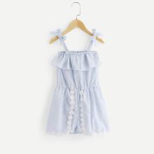 Shein Girls Ruffle Trim Striped Cami Dress