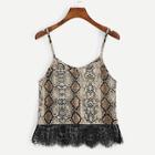 Shein Contrast Lace Snake Print Cami Top