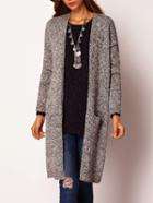 Shein Grey Long Sleeve Pockets Split Coat Sweater