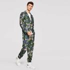 Shein Men Single Breasted Camo Blazer & Pants Set