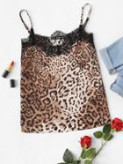 Shein Lace Applique Leopard Print Bandeau Top