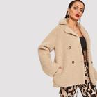 Shein Double Breasted Teddy Coat