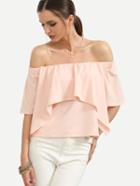 Shein Pink Off The Shoulder Ruffle Blouse