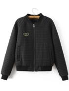 Shein Black Patch Detail Quilted Jacket