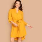 Shein Plus Rolled Tab Sleeve High Low Dress