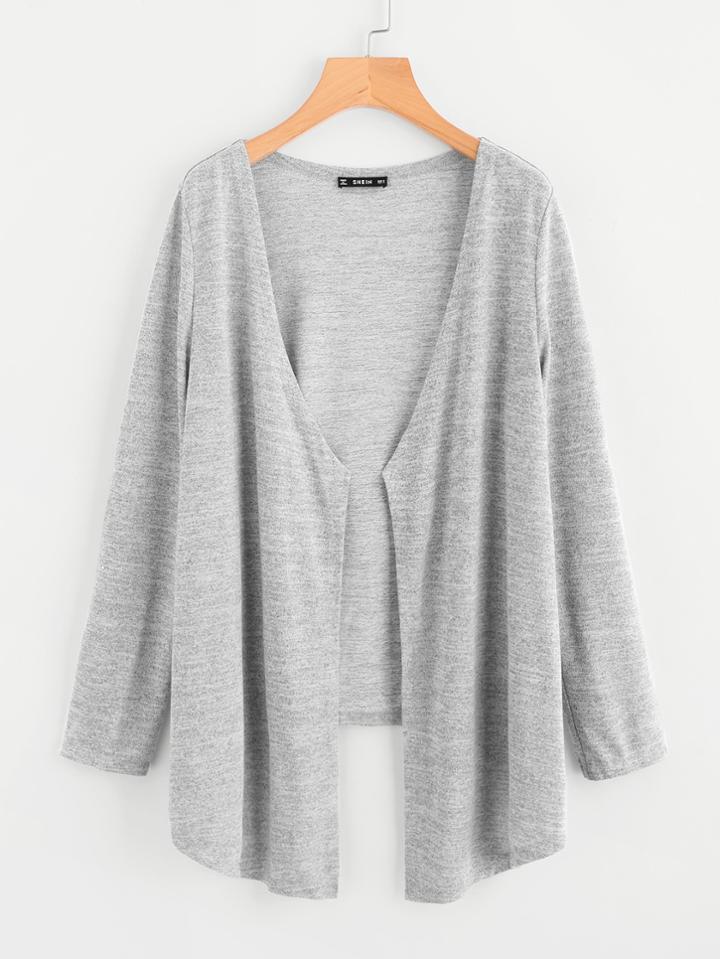 Shein Open Front High Low Heathered Knit Coat