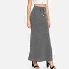 Shein Knot Front Heathered Knit Maxi Skirt