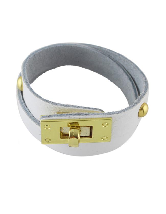Shein White Pu Leather Wrap Bracelet