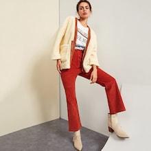 Shein Pocket Front Zip Half Placket Fleece Coat