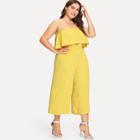 Shein Plus Solid Ruffle Cami Jumpsuit