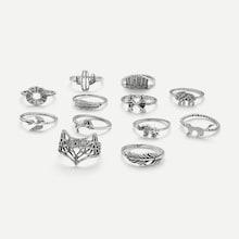 Shein Leaf & Animal Design Ring Set 12pcs