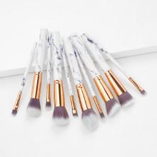 Shein Marble Handle Makeup Brush 10pcs With Bag