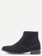 Shein Black Faux Sude Side Zip Stitching Boots