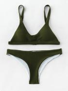 Shein Textured High Leg Bikini Set