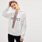 Shein Letter Embroidered Drawstring Detail Sweatshirt