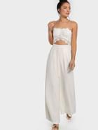 Shein Crochet Cut Out Strapless Jumpsuit Ivory