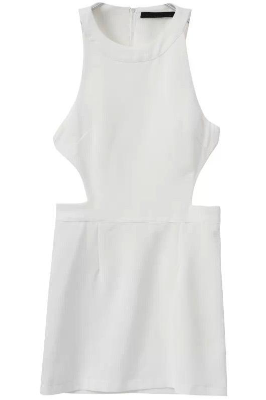 Shein White Off The Shoulder Midriff Bodycon Dress