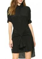Rosewe Enchanting Turndown Collar Long Sleeve Black High Low Dress