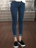 Shein Blue Thicken Slim Leg Jeans