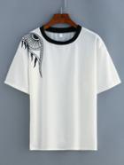 Shein Contrast Neck Eye Print T-shirt