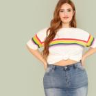 Shein Plus Drop Shoulder Longline Striped T-shirt