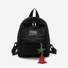 Shein Rib Corduroy Backpack With Star Charm