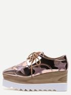 Shein Rose Gold Star Patch Patent Leather Platform Shoes