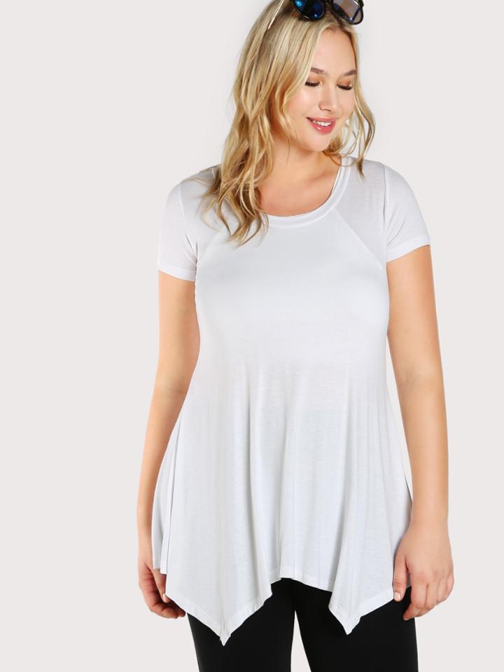 Shein Solid Hanky Hem T-shirt