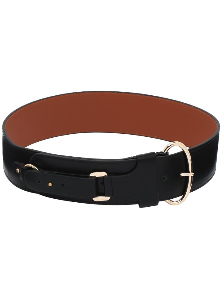 Shein Black Oval Ring Buckle Wide Belt