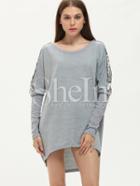 Shein Grey Loose Asymmetric Sequined Dress