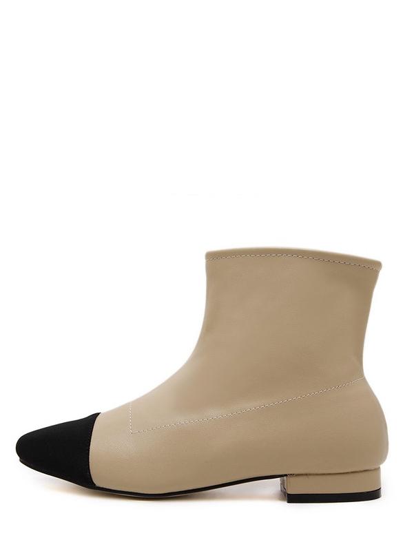 Shein Apricot Faux Suede Pointed Low Heeled Boots