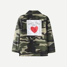Shein Girls Camo & Letter Print Jacket