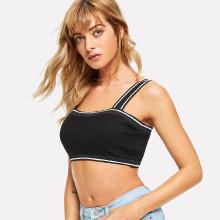 Shein Striped Trim Thick Strap Top