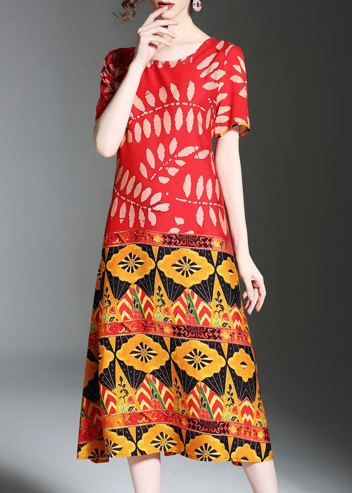 Shein Leaves Print Color Block Shift Dress