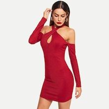 Shein Open Front Criss Cross Cold Shoulder Dress