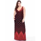 Shein Plus Chevron Print Maxi Dress