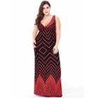 Shein Plus Chevron Print Maxi Dress