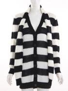 Shein Black White Long Sleeve Striped Coat Sweater