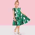 Shein Girls Tropical Print Ruffle Hem Dress
