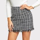 Shein Fringe Detail Tweed Bodycon Skirt