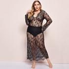 Shein Plus Eyelash Floral Lace Dress With Thong
