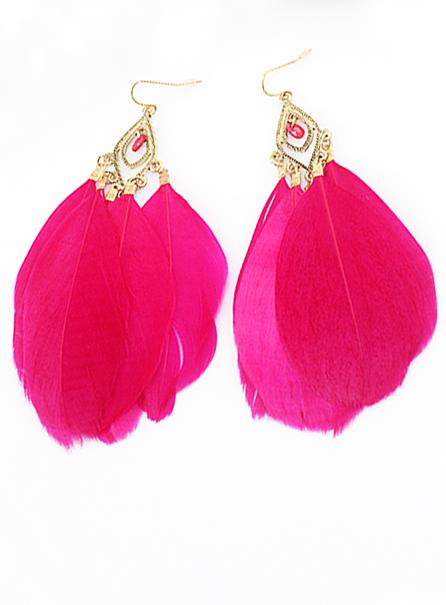 Shein Vintage Star Favorite Distinctive Red Feather Earrings