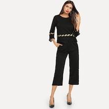 Shein Contrast Lace Top & Wide Leg Pants