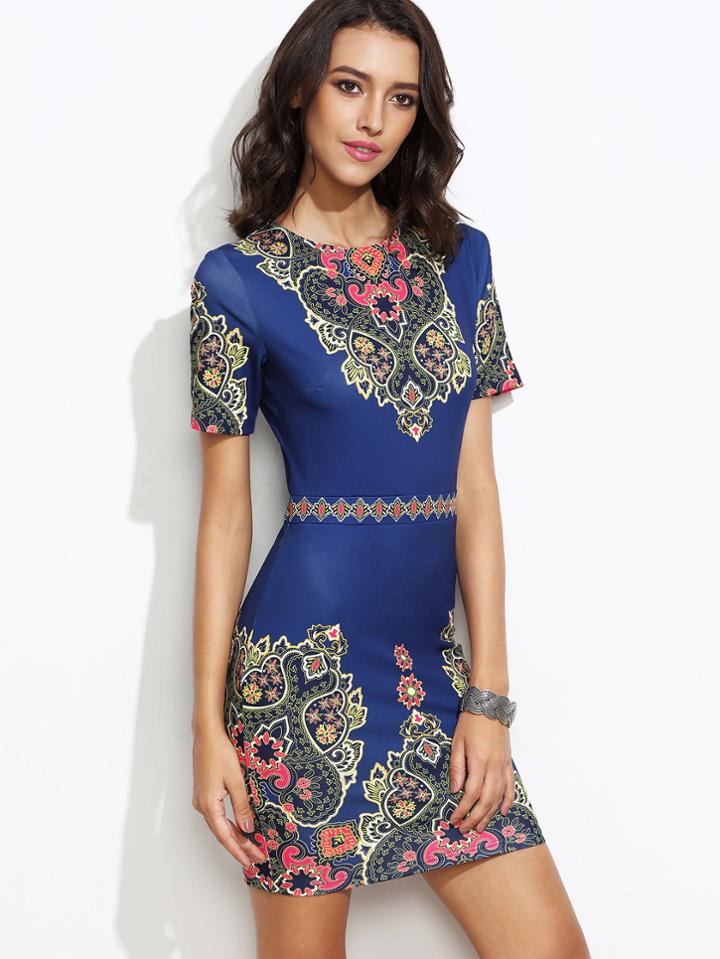 Shein Ornate Print Sheath Dress